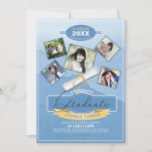 Vijf Foto's op Waterverf Afstuderen Blauw ID892 Kaart (Voorkant)