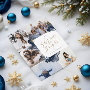 Vijf foto's van zo'n donkerbruine en Navy Gold Aga Feestdagenkaart