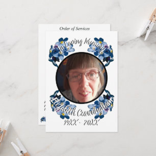 Vijf foto's Vergeet mij niet Floral Memorial Kaart