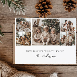 Vijf foto's Vrolijk kerstfeest en gelukkig nieuwja Briefkaart