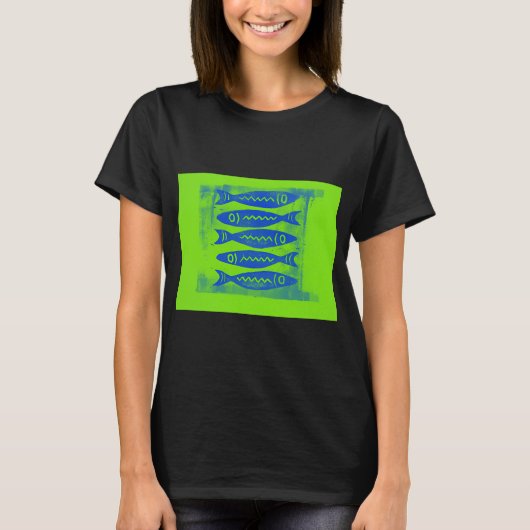 Vijf funky vissen t-shirt (Voorkant)