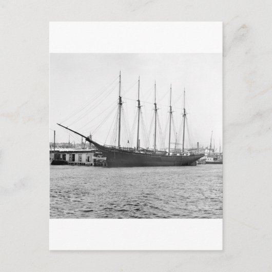 Vijf-Gediende Schooner, 1800's Briefkaart (Voorkant)