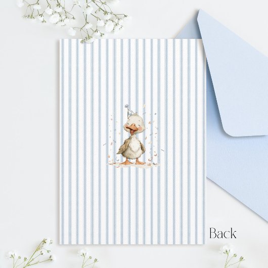 VIJF Gekke Gans Schattige Pinstripe Boy 4e Verjaar Kaart