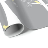 Vijf gele vogels in een boom cadeaupapier (Rol Hoek)