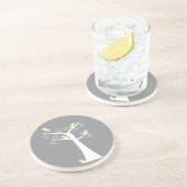 Vijf gele vogels in een Onderzetter (Zijkant)