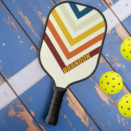 Vijf gestreepte nostalgische vintage chevron met n pickleball paddle