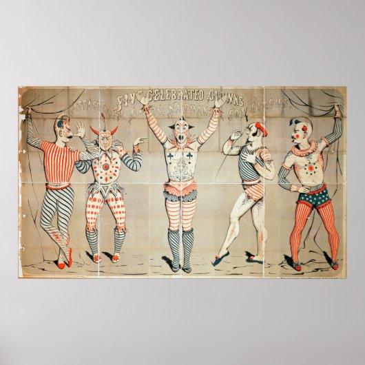 Vijf gevierde Clowns verbonden aan Zanden Poster (Voorkant)