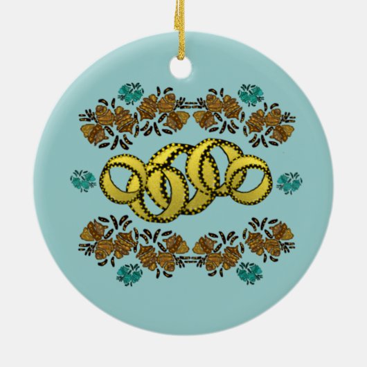 Vijf Golden Rings Ornaments Keramisch Ornament (Achterkant)