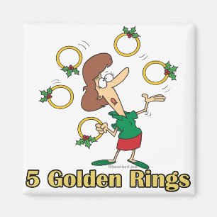vijf gouden gouden ringen 5e vijfde dag van kerstf magneet