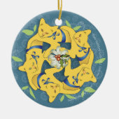 Vijf gouden katten... dubbelzijdig keramisch ornament (Voorkant)