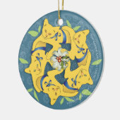 Vijf gouden katten... dubbelzijdig keramisch ornament (Links)