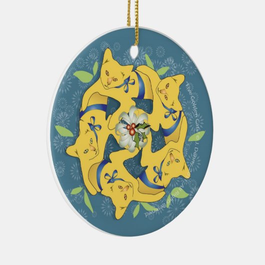 Vijf gouden katten... keramisch ornament (Rechts)