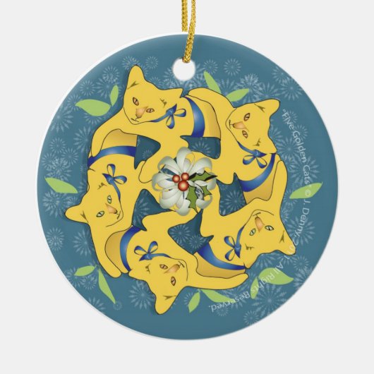 Vijf gouden katten... keramisch ornament (Voorkant)