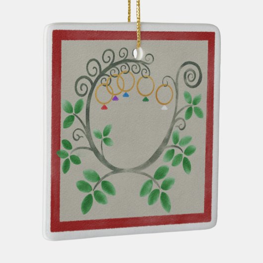 Vijf gouden kerstavond keramisch ornament (Rechts)