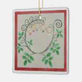 Vijf gouden kerstavond keramisch ornament (Links)