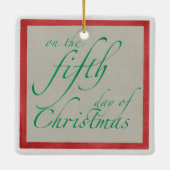 Vijf gouden kerstavond keramisch ornament (Achterkant)