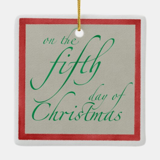 Vijf gouden kerstavond keramisch ornament (Achterkant)