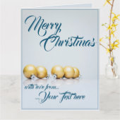 Vijf gouden kerstballen - blauw schrijven kaart (Gele Bloem)