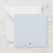 Vijf gouden kerstballen - blauw schrijven notitiekaartje (Achterkant)