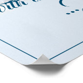 Vijf gouden kerstballen - blauw schrijven poster (Hoek)