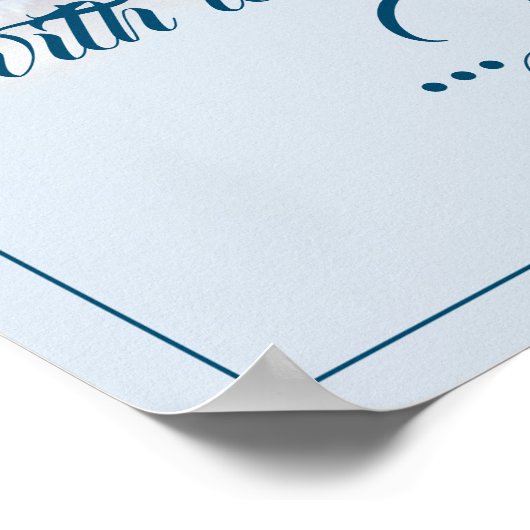 Vijf gouden kerstballen - blauw schrijven poster (Hoek)