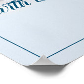 Vijf gouden kerstballen - blauw schrijven poster (Hoek)