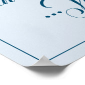 Vijf gouden kerstballen - blauw schrijven poster (Hoek)