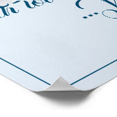 Vijf gouden kerstballen - blauw schrijven poster (Hoek)