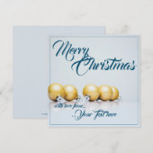 Vijf gouden kerstballen - blauwe tekst (Voorkant / Achterkant)