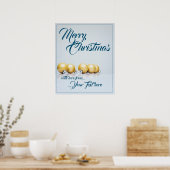 Vijf gouden kerstballen - blauwe tekst poster (Keuken)