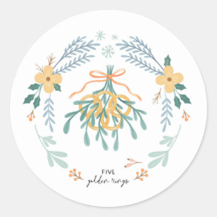 Vijf gouden Ringen 12 dagen kerstboompeling Ronde Sticker