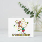 vijf gouden ringen 5e vijfde kerstdag feestdagenkaart (Staand voorkant)