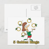 vijf gouden ringen 5e vijfde kerstdag feestdagenkaart (Voorkant / Achterkant)