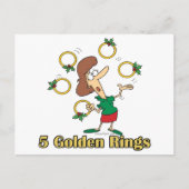 vijf gouden ringen 5e vijfde kerstdag feestdagenkaart (Voorkant)