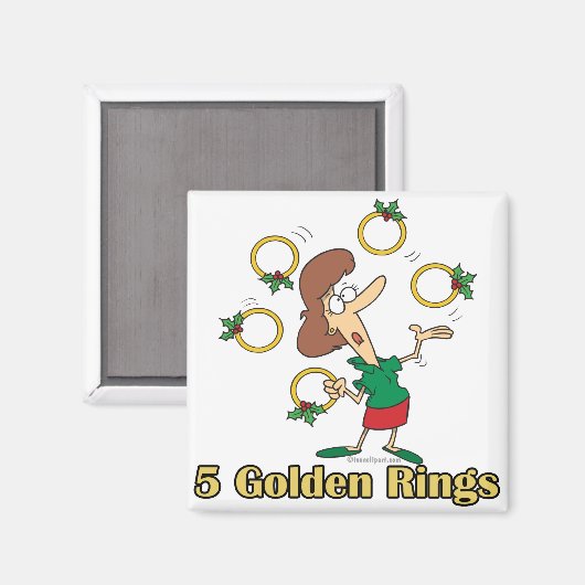 vijf gouden ringen 5e vijfde kerstdag magneet (Voorkant / Achterkant)