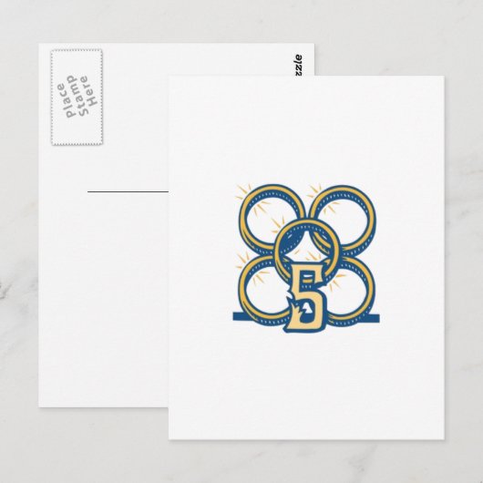 Vijf gouden ringen! briefkaart (Voorkant / Achterkant)