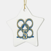 Vijf gouden ringen! keramisch ornament (Links)