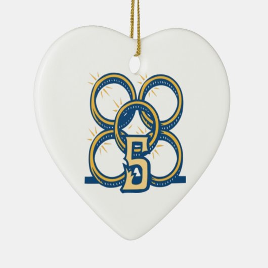 Vijf gouden ringen! keramisch ornament (Rechts)