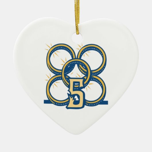 Vijf gouden ringen! keramisch ornament (Voorkant)