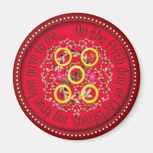 Vijf gouden ringen magneet (Voorkant)