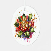 Vijf gouden ringen | Twaalf dagen Kerst Metalen Ornament (Voorkant links)