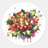 Vijf gouden ringen | Twaalf dagen Kerst Ronde Sticker (Voorkant)