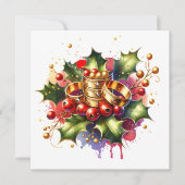 Vijf Gouden Ringen | Twaalf Dagen Kerstmis Feestdagenkaart (Voorkant)