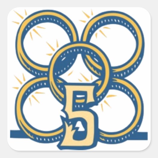 Vijf gouden ringen! vierkante sticker (Voorkant)