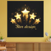 Vijf gouden sterren op zwart canvas afdruk (Insitu (Woonkamer))