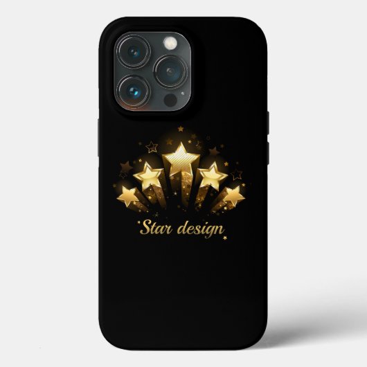 Vijf gouden sterren op zwart Case-Mate iPhone case (Achterkant)