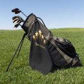 Vijf gouden sterren op zwart golfhanddoek (Groen)