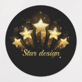 Vijf gouden sterren op zwart labels (Design 2)