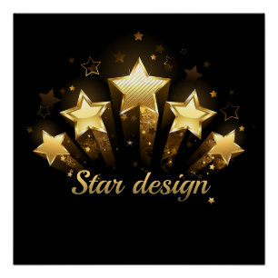 Vijf gouden sterren op zwart perfect poster