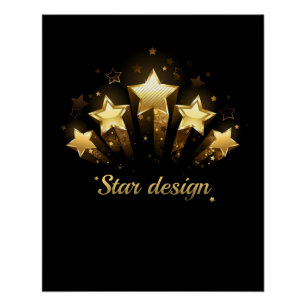 Vijf gouden sterren op zwart perfect poster